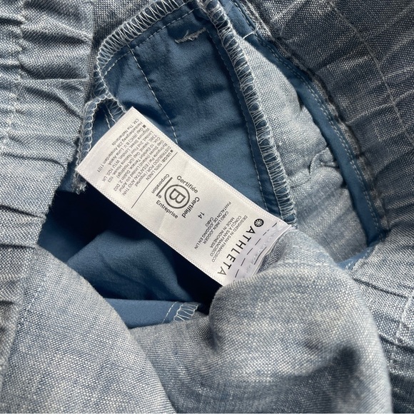 Athleta Blue Cabo Linen Jogger Pants pockets elastic waistband stretch - Picture 5 of 6